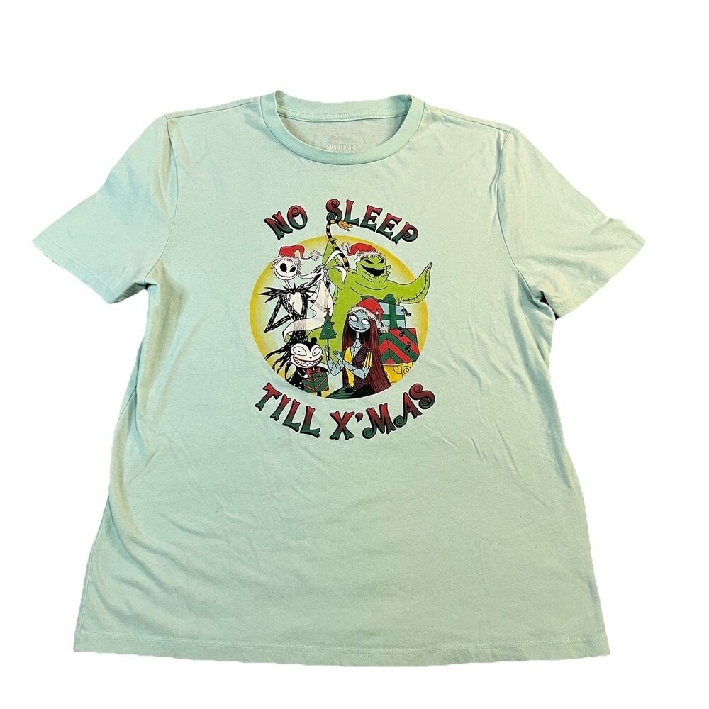 The Nightmare Before Christmas Mint Green No Sleep Til XMas Shirt Youth Size XL